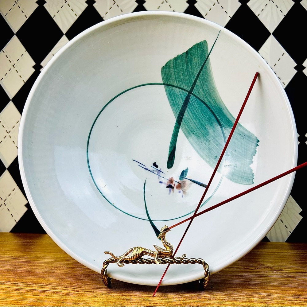 Japanese Bowl Hand-Painted Abstract Bamboo Vintage Serving or Display Large Deep - Picture 13 of 17